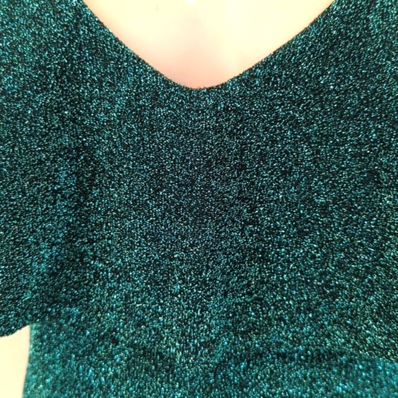 Zara Emerald Green Glitter Ruffle Bodysuit S - Picture 12 of 16